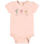 Body curto c/ Short para bebê em suedine Jardim Rosa - Up Baby