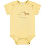 Body curto para bebê em suedine Fazenda Amarelo - Up Baby