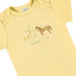 Body curto para bebê em suedine Fazenda Amarelo - Up Baby