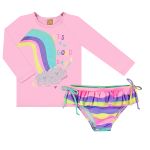 Biquíni c/ proteção UV FPS +50 Arco-Íris Rosa - Up Baby