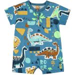 Macacão curto para bebê em meia malha Dino Azul - Up Baby