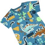 Macacão curto para bebê em meia malha Dino Azul - Up Baby