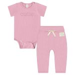 Body curto c/ Calça em Algodão Sustentável Lilás Rosado Nature - Up Baby