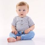 Body curto para bebê em ribana Listrado Azul - Up Baby