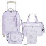Mala com rodinhas + Bolsa Anne + Frasqueira Emy + Porta Carteira de Vacinação Lavandas - Masterbag