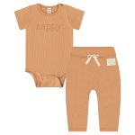 Body curto c/ Calça em Algodão Sustentável Café com Leite Nature - Up Baby
