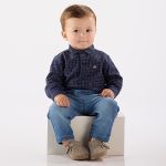 Body Camisa para bebê em flanelado Azul Peacoat - Up Baby