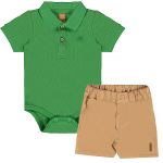 Body Polo c/ Short para bebê em piquet Verde Colina - Up Baby