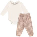 Body longo golinha c/ Calça para bebê em suedine Aviões Xadrez - Up Baby