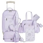 Mala com rodinhas + Bolsa Everyday + Bolsa Vicky + Porta Carteira de Vacinação Lavandas - Masterbag