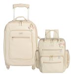 Mala com rodinhas + Mochila Urban Borboletas Marfim – Masterbag