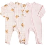 Pack 2 Macacões longos com zíper para bebê em algodão egípcio Ursa Rosa - Coquelicot