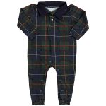 Macacão Polo para bebê em algodão egípcio Xadrez Verde - Coquelicot