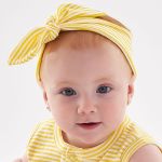 Faixa de Cabelo Laço & Nózinho em suedine Listrado Amarelo - Up Baby