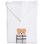 Toalha de banho c/ forro em fralda para bebê Urso Mescla - Coquelicot