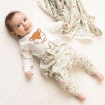 Body longo c/ Calça (Mijão) para bebê em algodão egípcio Xadrez Amigos da Floresta - Mini & Co.