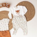 Body longo c/ Calça (Mijão) para bebê em algodão egípcio Xadrez Amigos da Floresta - Mini & Co.