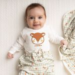 Body longo c/ Calça (Mijão) para bebê em algodão egípcio Xadrez Amigos da Floresta - Mini & Co.