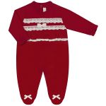 Macacão longo para bebê em algodão egípcio Dogs Vermelho - Mini & Co.