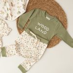 Body longo c/ Calça (Mijão) para bebê em algodão egípcio Woodland - Mini & Co.