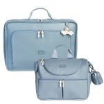 Mala Vintage + Bolsa Nina Carrinhos Azul - Masterbag
