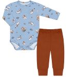 Body longo c/ Calça (Mijão) para bebê em algodão egípcio Cachorrinhos - Mini & Co.