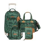 Mala com rodinhas + Bolsa Anne + Frasqueira Térmica Emy + Porta Carteira de Vacinação Safari Verde - Masterbag