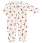 Macacão longo c/ golinha para bebê em algodão egípcio Ursa Floral - Mini & Co.