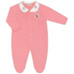 Macacão longo c/ golinha para bebê em malha tricot Coelha Camponesa Rosa - Mini & Co.