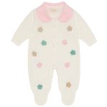 Macacão longo c/ golinha para bebê em tricot Flores Colors - Mini & Co.
