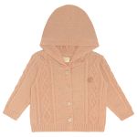 Casaquinho c/ capuz e Calca em tricot trançado Rosé - Mini & Co.