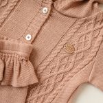 Casaquinho c/ capuz e Calca em tricot trançado Rosé - Mini & Co.