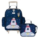 Mochila com rodinhas + Lancheira Térmica Kids Espaço - Masterbag Kids