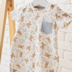 Macacão curto para bebê em algodão egípcio Urso Provençal - Mini & Co.