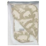 Conjunto de Toalhas Safari Caqui: Toalha de banho c/ capuz + 2 Toalhinhas - Masterbag
