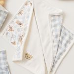 Kit com 2 toalhinhas de boca atoalhadas Xadrez Urso Provençal - Mini & Co.