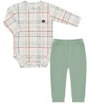 Body longo c/ Calça (Mijão) para bebê em algodão egípcio Dino - Mini & Co.