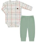 Body longo c/ Calça (Mijão) para bebê em algodão egípcio Dino - Mini & Co.