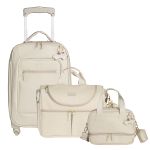 Mala com rodinhas + Bolsa Nina + Bolsa Térmica Vicky Carrinhos Marfim – Masterbag