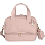 Mala com rodinhas + Bolsa Anne + Bolsa Vicky + Porta Carteira de Vacinação Borboletas Rosa - Masterbag