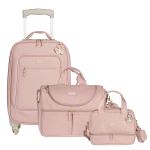 Mala com rodinhas + Bolsa Nina + Bolsa Térmica Vicky Borboletas Rosa – Masterbag