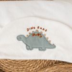 Toalha de banho c/ forro em fralda para bebê Dino - Mini & Co.