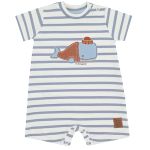 Macacão curto para bebê em suedine Mar Baleia - Mini & Co.