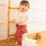 Body longo c/ Calça (Mijão) para bebê em algodão egípcio Floral Coelha - Mini & Co.