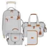 Mala com rodinhas + Bolsa Anne + Frasqueira Emy + Porta Carteira de Vacinação Alasca Cinza – Masterbag