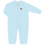Macacão longo c/ zíper para bebê em algodão egípcio Azul - Mini & Co.