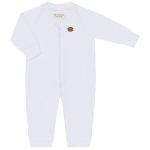 Macacão longo c/ zíper para bebê em algodão egípcio Branco - Mini & Co.