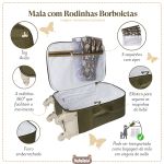Mala Maternidade com rodinhas Borboletas Oliva - Masterbag