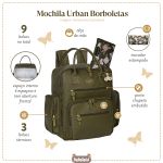 Mochila Maternidade Urban Borboletas Oliva - Masterbag