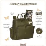 Mochila Maternidade Vintage Borboletas Oliva - Masterbag